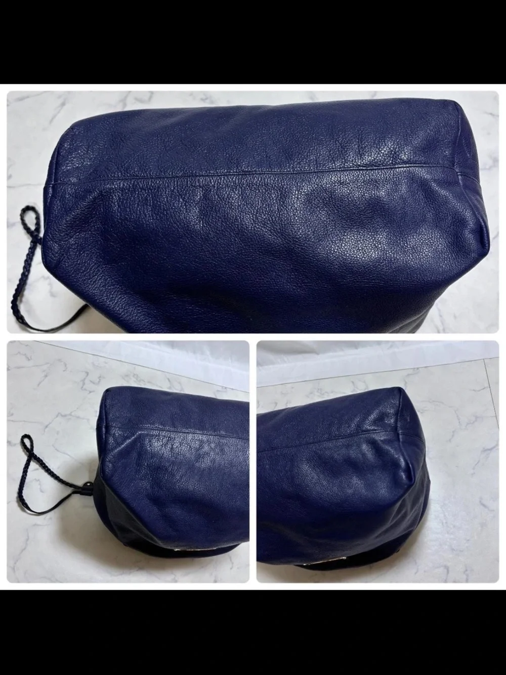 Mulberry Navy Leather Braided Handle Tote Bag